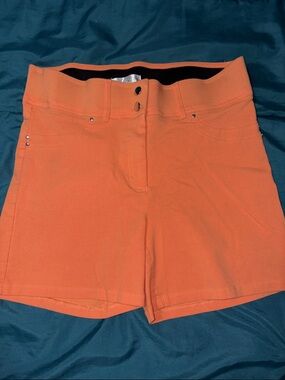 89th & Madison high-Rise Orange Women Stretch Shorts 12